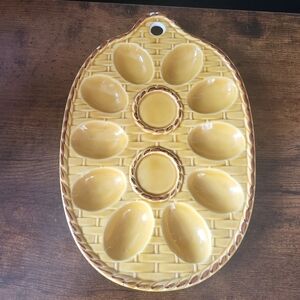 Vintage Yellow Ceramic Egg Tray